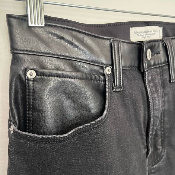 Abercrombie & Fitch Super Skinny Ankle Women Jeans Sz 6 Y2K Grunge Faux  Leather - Picture 4 of 11